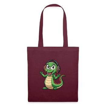 Anaconda drôle dessin animé personnage casque musique - Sac en tissu - bordeaux - Devant