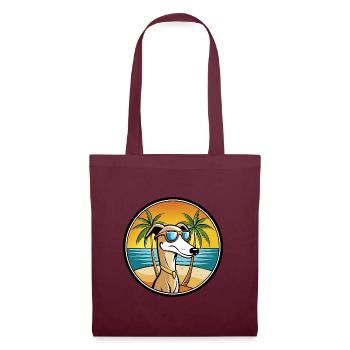 Alter kroatischer Windhund Hunderasse Cartoon Strand - Stoffbeutel - Burgunderrot - Vorne