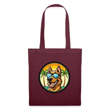 Deutscher Windhund Rasse Cartoon Sonnenbrille Strand - Stoffbeutel - Burgunderrot - Vorne