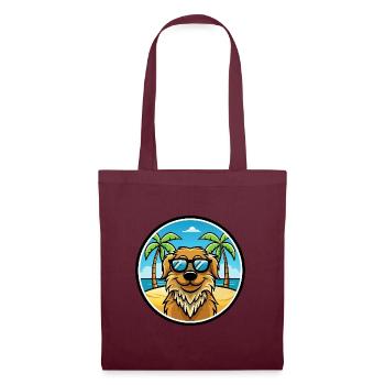 Friesische Wasserhundrasse Cartoon Sonnenbrille Strand - Stoffbeutel - Burgunderrot - Vorne