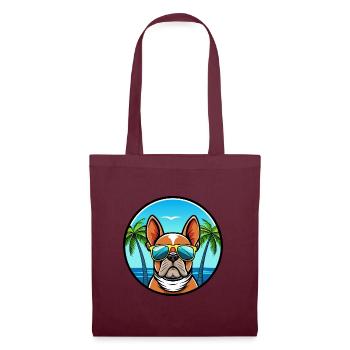 Bouledogue Français Race Dessin Animé Lunettes de Soleil Plage - Sac en tissu - bordeaux - Devant