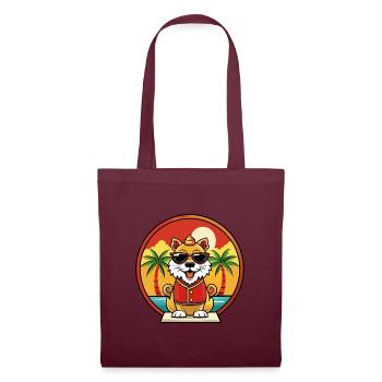 Chinese Imperial Dog Breed Cartoon Sunglass Beach - Tote Bag - burgundy - Front