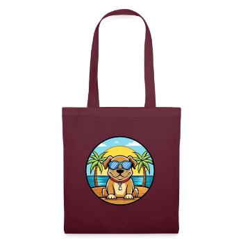 Broholmer Hunderasse Cartoon Sonnenbrille Strand - Stoffbeutel - Burgunderrot - Vorne