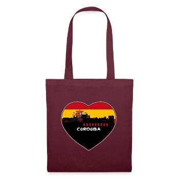 Cordoba Spanien Flagge Skyline Reise Souvenir - Stoffbeutel - Burgunderrot - Vorne