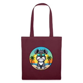 Mittelschnauzer Hunderasse Cartoon Sonnenbrille Strand - Stoffbeutel - Burgunderrot - Vorne