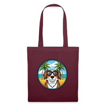 Landseer Dog Breed Cartoon Sunglasses Beach - Tote Bag - burgundy - Front