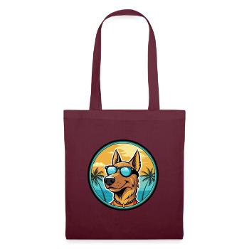 Deutscher Windhund Rasse Cartoon Sonnenbrille Strand - Stoffbeutel - Burgunderrot - Vorne