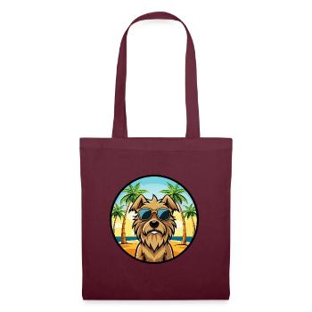Briard Dog Breed Cartoon Sunglasses Beach - Tote Bag - burgundy - Front