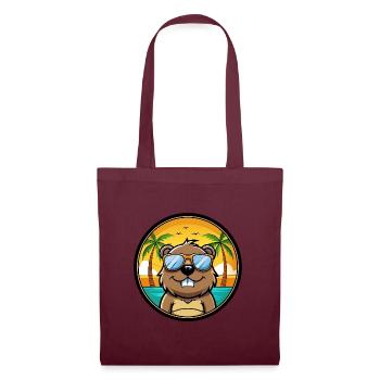 Biber Lustige Cartoon Sommer Strand Sonnenbrille Cool - Stoffbeutel - Burgunderrot - Vorne