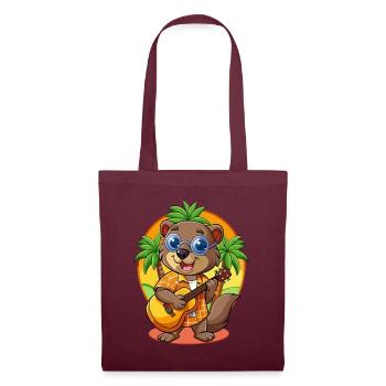 Lustige Biber Cartoon Sommer Strand Sonnenbrille - Stoffbeutel - Burgunderrot - Vorne