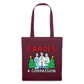 Carols & Compassion Krankenschwester Weihnachten - Stoffbeutel - Burgunderrot - Vorne
