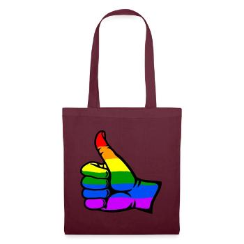 Regenbogenfarbe Flagge Hand alles klar Symbol - Stoffbeutel - Burgunderrot - Vorne