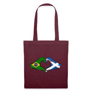Brésil Ecosse drapeau mains forme de coeur utilisé - Sac en tissu - bordeaux - Devant