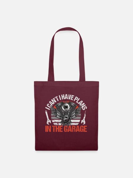 I Can’t I Have Plans In The Garage | Motorrad Moto - Stoffbeutel - Burgunderrot