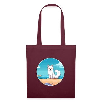 Arktisfuchs Aquarell Cartoon Kawaii Clipart Haustier - Stoffbeutel - Burgunderrot - Vorne