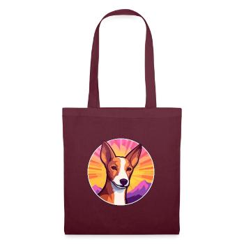 Ibizan Hound Hund Rasse Cartoon Kawaii Aquarell - Stoffbeutel - Burgunderrot - Vorne