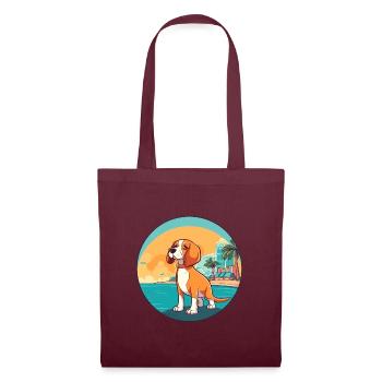 Deutsche Bracke Hund Rasse Cartoon Kawaii Clipart - Stoffbeutel - Burgunderrot - Vorne