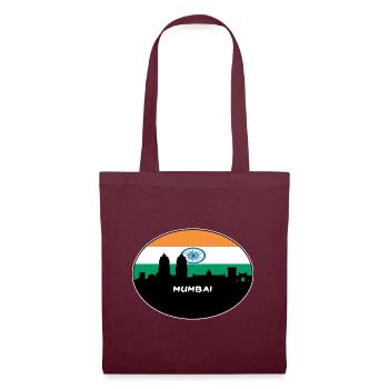 Mumbai, Indien, Flagge, Skyline, Silhouette, Travel - Stoffbeutel - Burgunderrot - Vorne