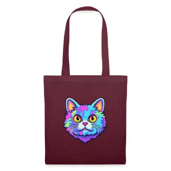Britisch Kurzhaar Katze Aquarell Karikatur Kawaii - Stoffbeutel - Burgunderrot - Vorne