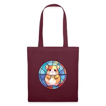 Bunte Aquarell-Tierillustration des Hamsters - Stoffbeutel - Burgunderrot - Vorne