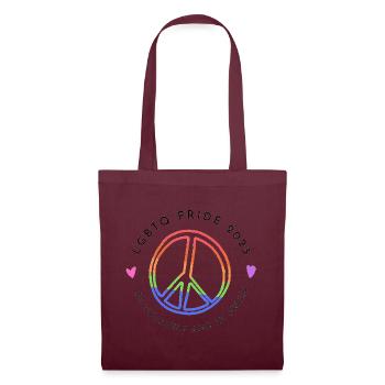 lgbtq Pride 2023 Peace Heart - Stoffbeutel - Burgunderrot - Vorne