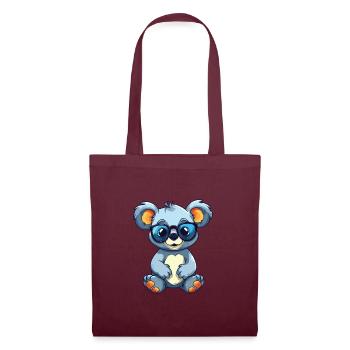 Koala trägt Brille Karikatur Kawaii Illustration - Stoffbeutel - Burgunderrot - Vorne