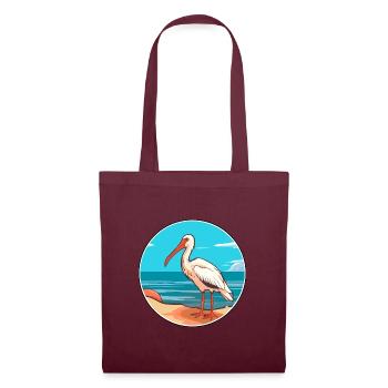 Ibis Aquarell Cartoon Kawaii Clipart Tier - Stoffbeutel - Burgunderrot - Vorne