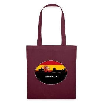 Granada Spanien Flagge Skyline Silhouette Reisen - Stoffbeutel - Burgunderrot - Vorne