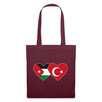 Jordanien Türkei Flagge Herz - Stoffbeutel - Burgunderrot - Vorne