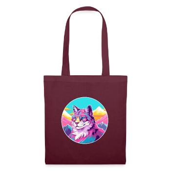Katze Aquarell Karikatur Kawaii Haustier Tier Bunt - Stoffbeutel - Burgunderrot - Vorne