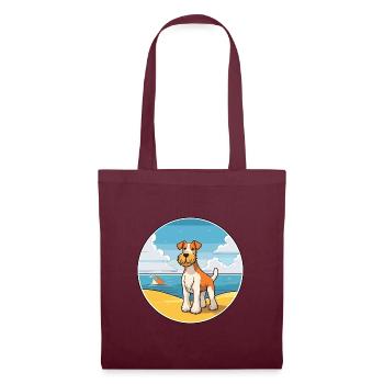 draht foxterrier hunderasse cartoon kawaii clipart - Stoffbeutel - Burgunderrot - Vorne