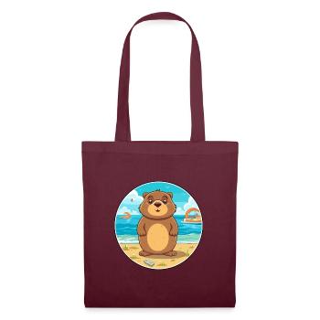 Gopher Aquarell Cartoon Kawaii Clipart Tier - Stoffbeutel - Burgunderrot - Vorne