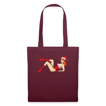 Sexy Christmas Pin Up Girl - Stoffbeutel - Burgunderrot - Vorne