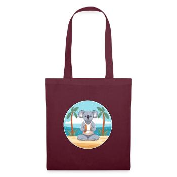 Koala Cartoon Yoga Strand Sommer Illustration - Stoffbeutel - Burgunderrot - Vorne