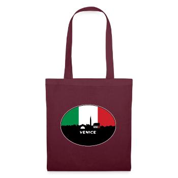 Venedig Italien Flagge Skyline Reise Souvenir - Stoffbeutel - Burgunderrot - Vorne