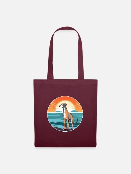 whippet hund rasse cartoon kawaii clipart hund haustier - Stoffbeutel - Burgunderrot