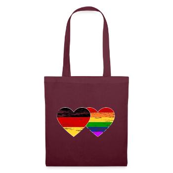 Deutschland Regenbogen Flagge used - Stoffbeutel - Burgunderrot - Vorne
