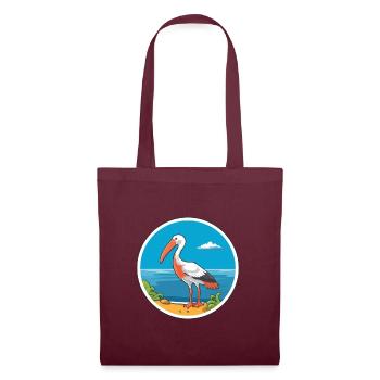 Ibis Aquarell Cartoon Kawaii Clipart Tier - Stoffbeutel - Burgunderrot - Vorne