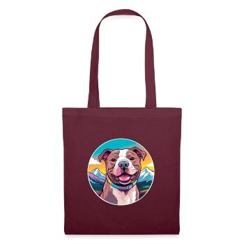 Staffordshire Bullterrier Hunderasse Karikatur Kawai - Stoffbeutel - Burgunderrot - Vorne