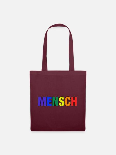 Mensch in Regenbogenfarben - Stoffbeutel - Burgunderrot