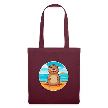Gopher Aquarell Cartoon Kawaii Clipart Tier - Stoffbeutel - Burgunderrot - Vorne