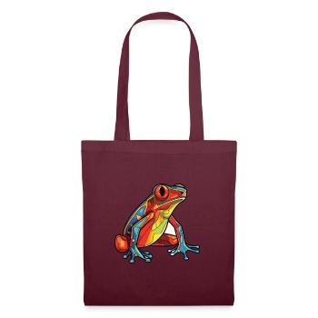 Frosch buntes Aquarell Tier Haustier Illustration - Stoffbeutel - Burgunderrot - Vorne