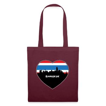 Bangkok Thailand Flagge Skyline Reise Souvenir - Stoffbeutel - Burgunderrot - Vorne