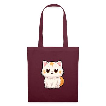 Katze niedliche Karikatur Kawaii Aquarell Tier Haustier - Stoffbeutel - Burgunderrot - Vorne