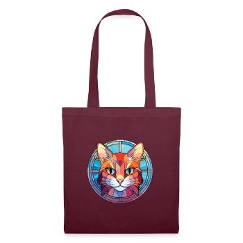 Hantilly Tiffany Katze Bunte Aquarell-Karikatur - Stoffbeutel - Burgunderrot - Vorne