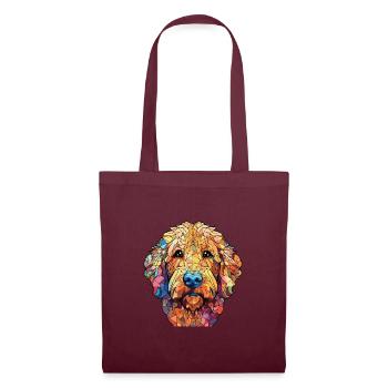 Goldendoodle Hunderasse Aquarell Illustration - Stoffbeutel - Burgunderrot - Vorne