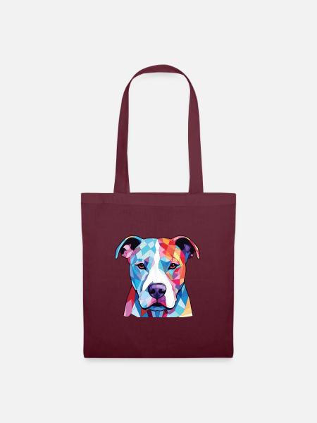 Dogo Argentino Hunderasse Aquarell Illustration - Stoffbeutel - Burgunderrot