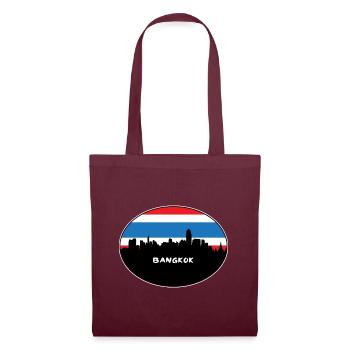 Bangkok Thailand Flagge Skyline Silhouette Reisen - Stoffbeutel - Burgunderrot - Vorne