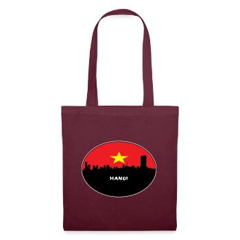 Hanoi-Vietnam-Flaggen-Skyline-Schattenbild-Reise - Stoffbeutel - Burgunderrot - Vorne