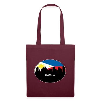 Manila Philippinen Flagge Skyline Silhouette Reisen - Stoffbeutel - Burgunderrot - Vorne